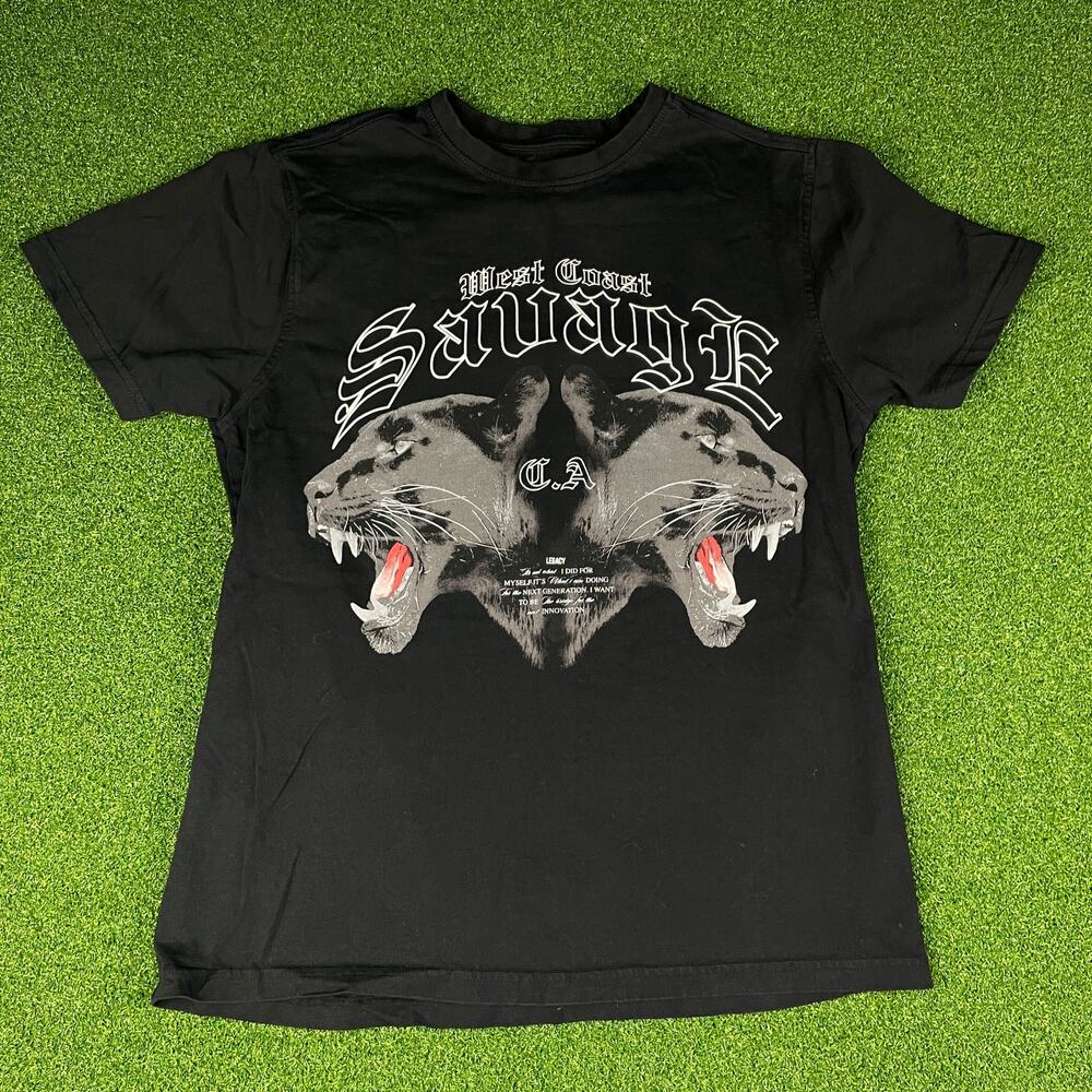 Y2K West Coast Savage CA Legacy Panther Head Graphic T-Shirt Sz M